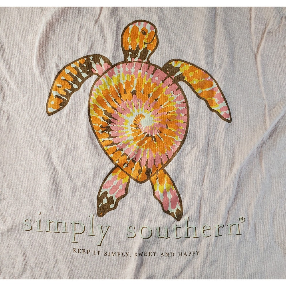 Simply Southern Youth T-Shirt Size‎ Large Pale Pink Color Tye Dye Sea Turtle